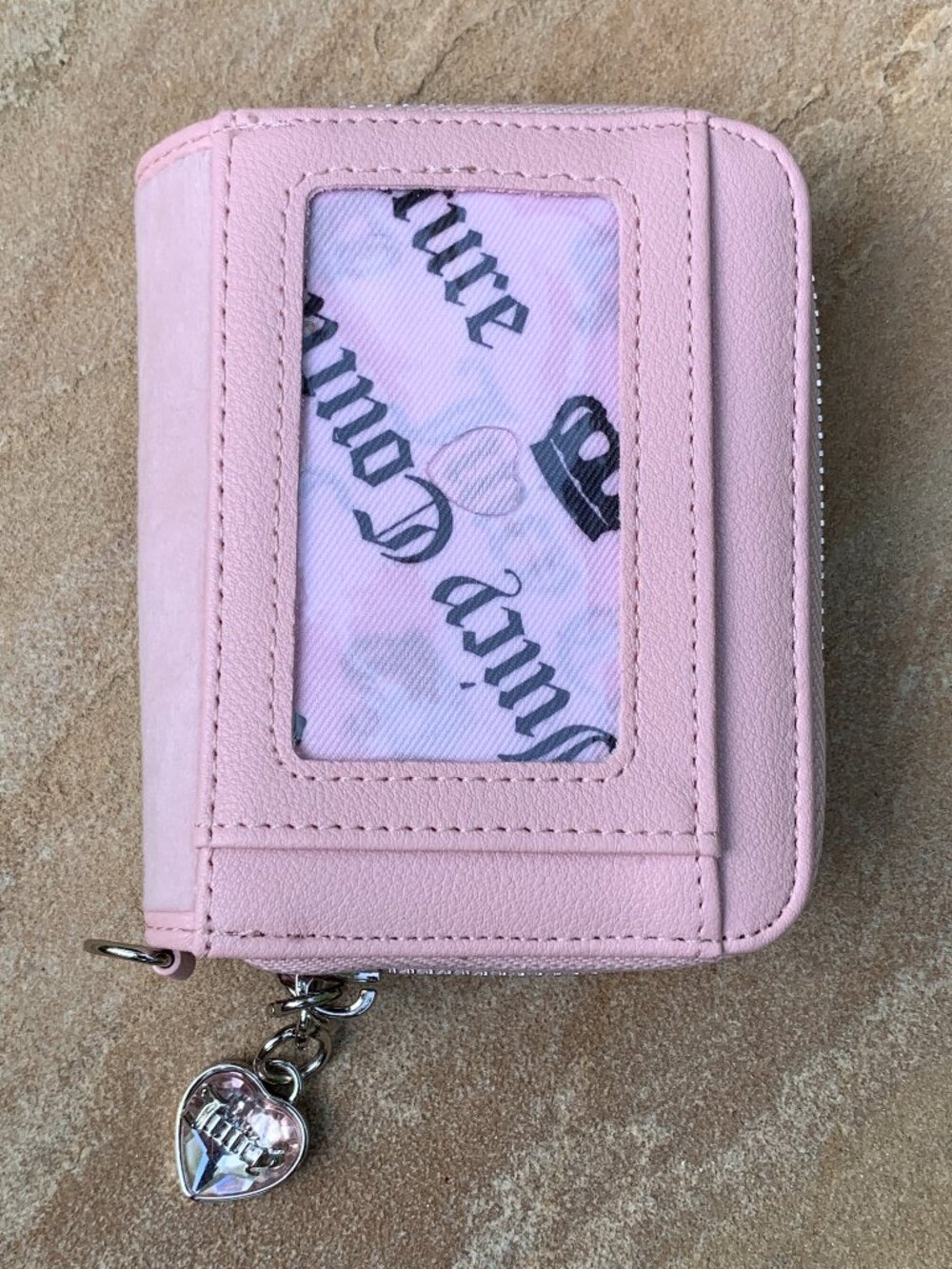 Juicy Couture Velour Card Wallet with Heart Charm NWOT